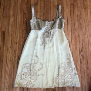 Nicole Miller Collection Brocade Dress Cream Gold